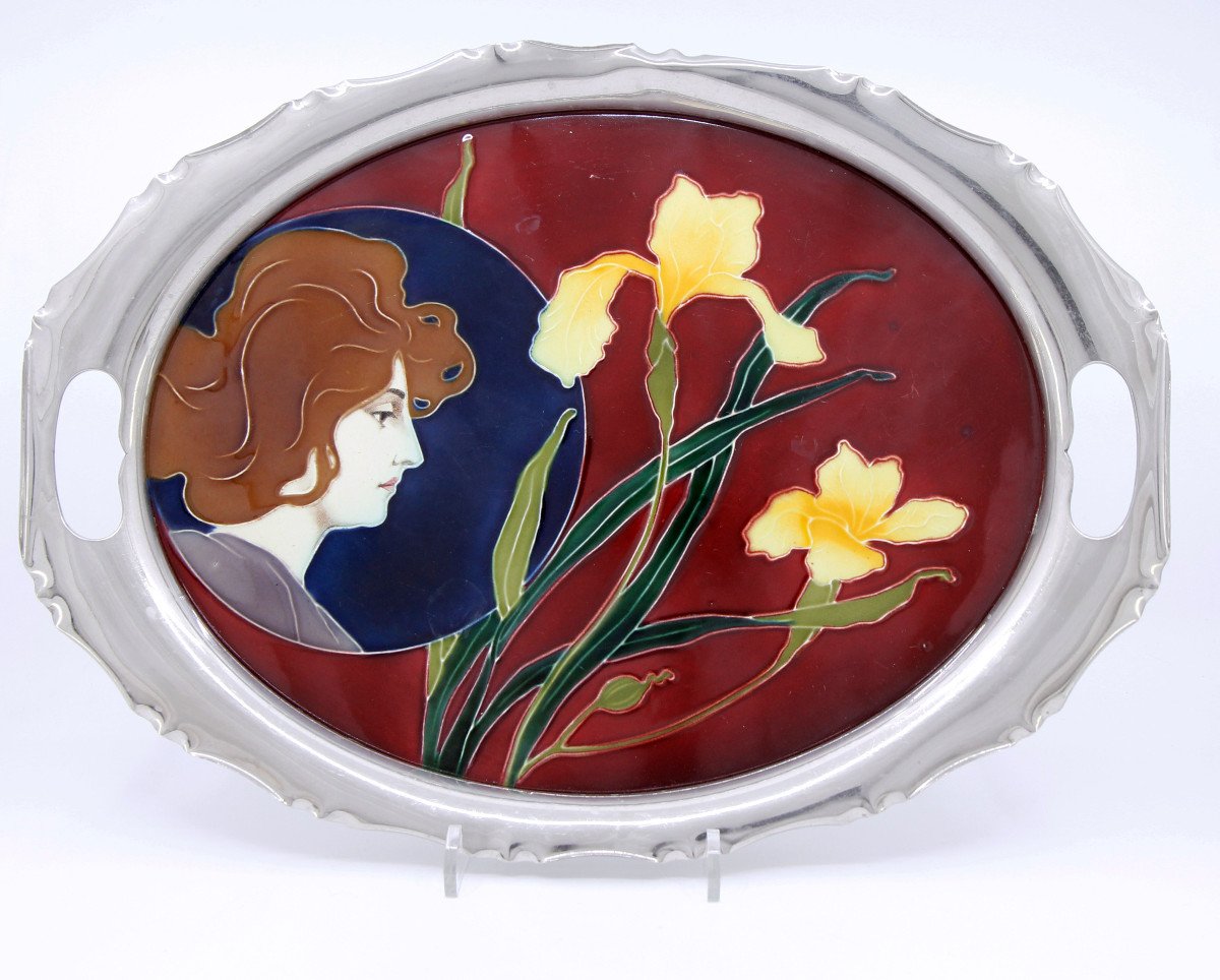 Art Nouveau Tray - Carl Sigmund Luber For Johann Von Schwarz, Nuremberg Between 1897 And 1906