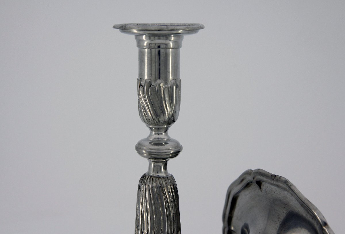 Pair Of Pewter Trumpet Candlesticks, By Jean-paul Jacob, Potter In Geneva From 1950 To 1962-photo-4