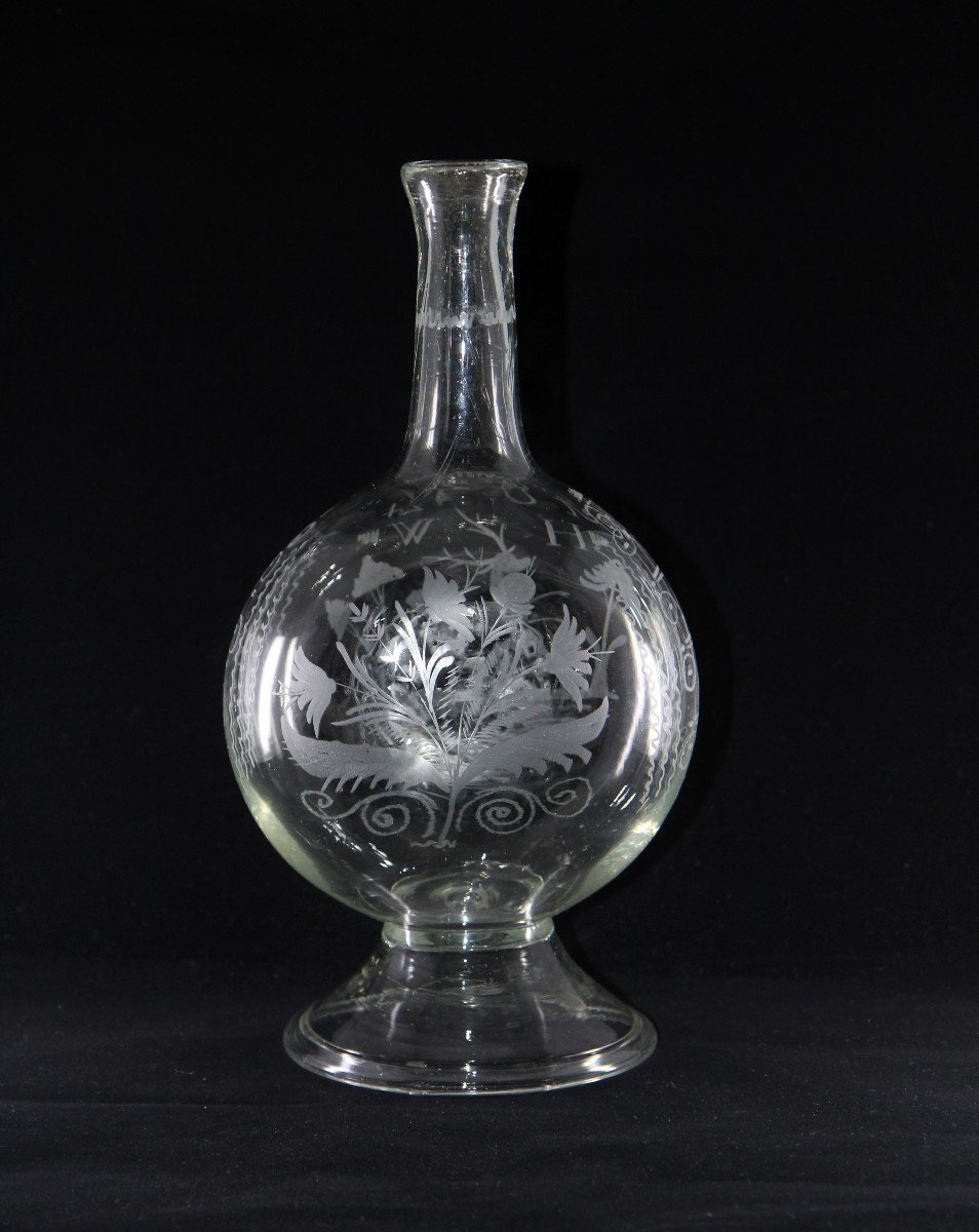 KUGELFLASCHE - Bouteille sphérique à corps aplati - Suisse, verreries de Flühli, 1824-photo-3