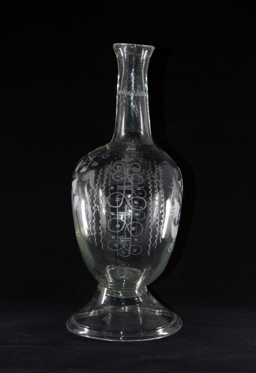 KUGELFLASCHE - Bouteille sphérique à corps aplati - Suisse, verreries de Flühli, 1824-photo-1