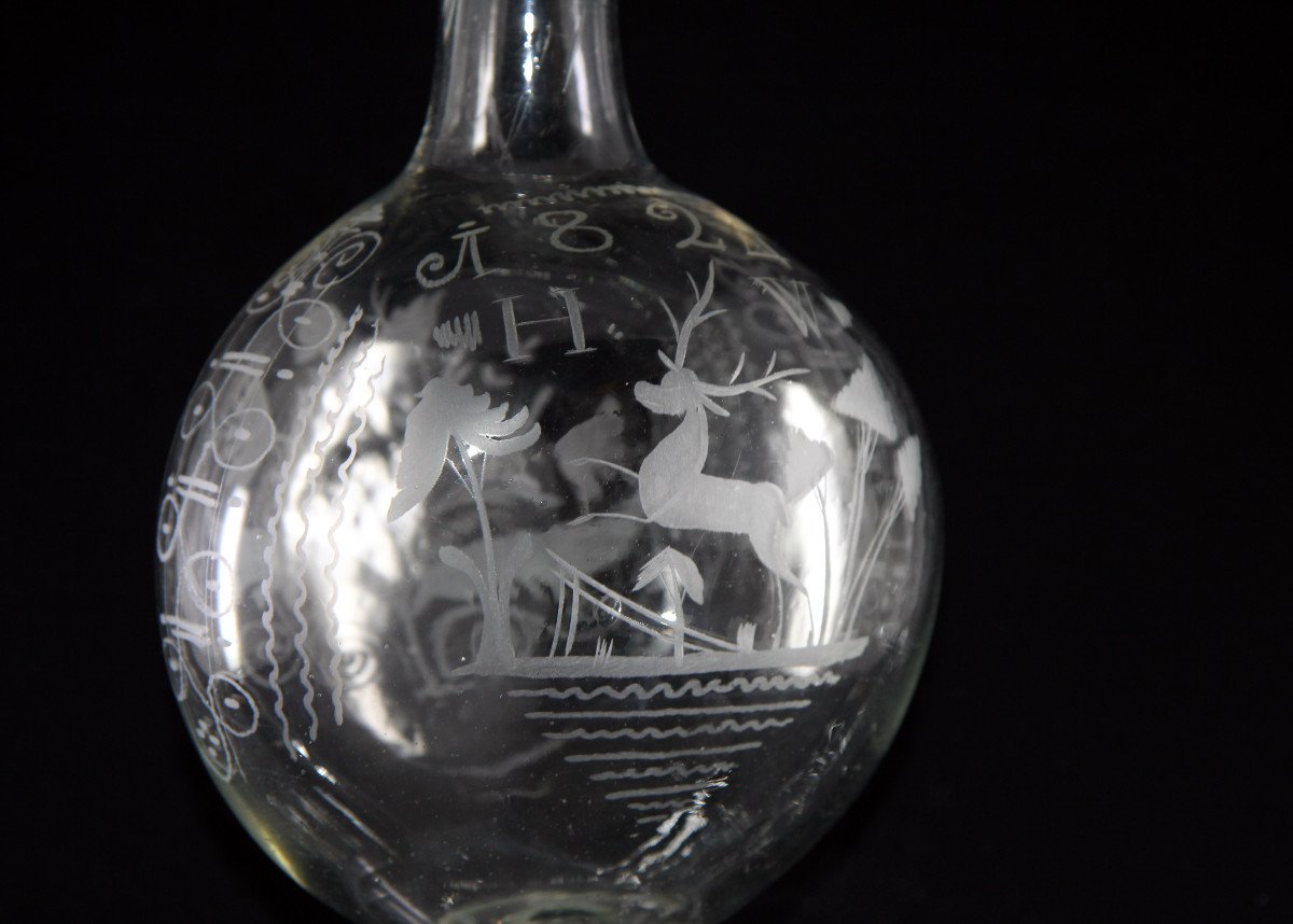 KUGELFLASCHE - Bouteille sphérique à corps aplati - Suisse, verreries de Flühli, 1824-photo-2