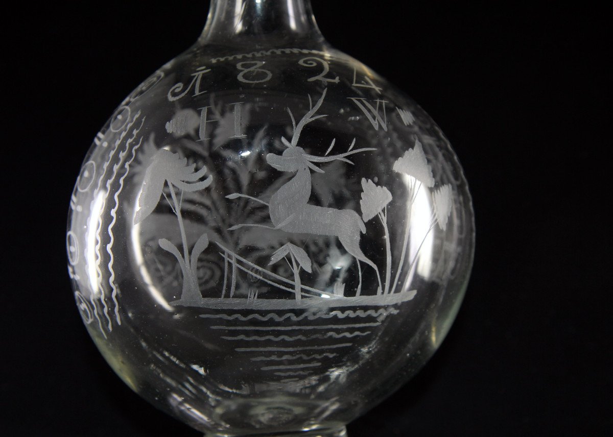 Kugelflasche - Spherical Bottle With Flattened Body - Switzerland, Flühli Glassworks, 1824-photo-5