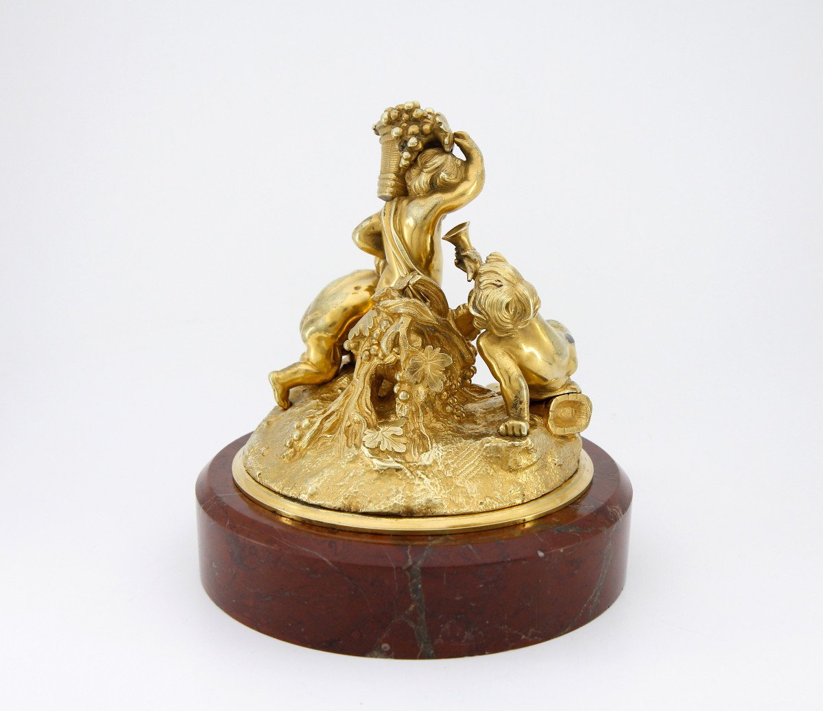 Amours Vendangeurs - Gilded Bronze Group On Griotte Marble, Attributed To Raingo - Paris, 1860-photo-1