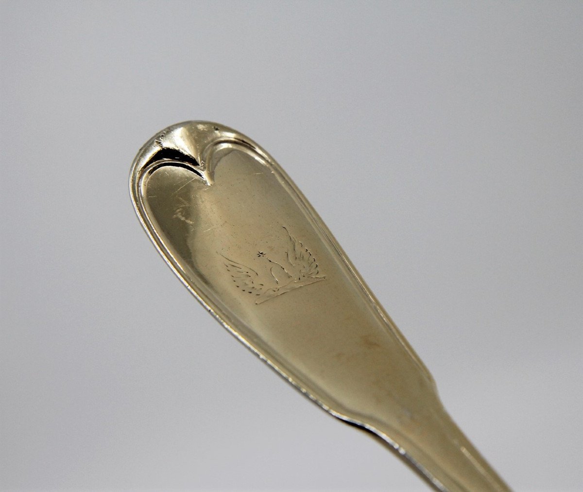 Service Spoon In Vermeil, L.-j. Anthiaume, Paris 1780-1782, Family Crest Of The Johnstone Clan-photo-3