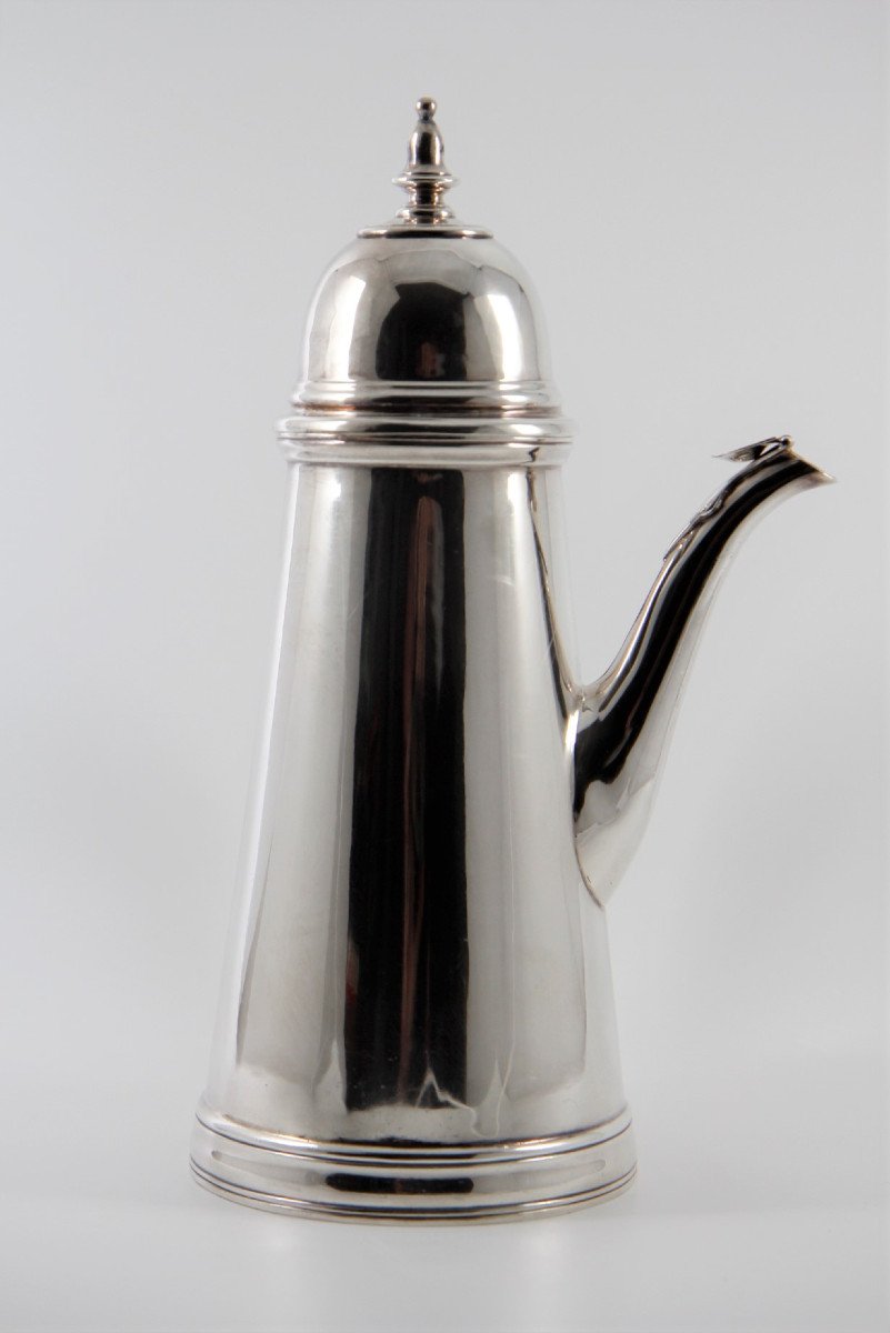 George I Style Britannia Silver Coffee Pot, John & Daniel Wellby, London 1902-photo-3