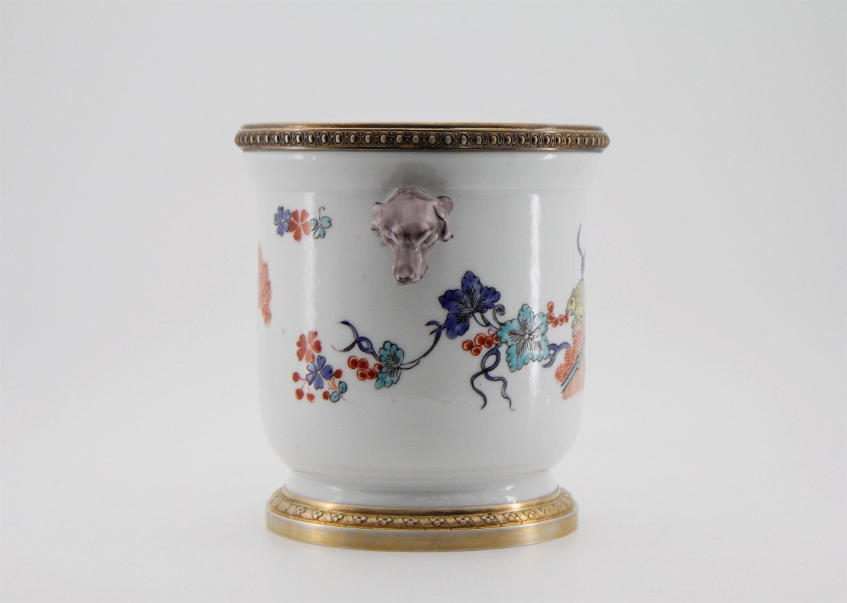 18th Century Chantilly Style Cooling Bucket, Samson Porcelain Mounted In Vermeil By Risler Et Carré, Late 19th Century-photo-1