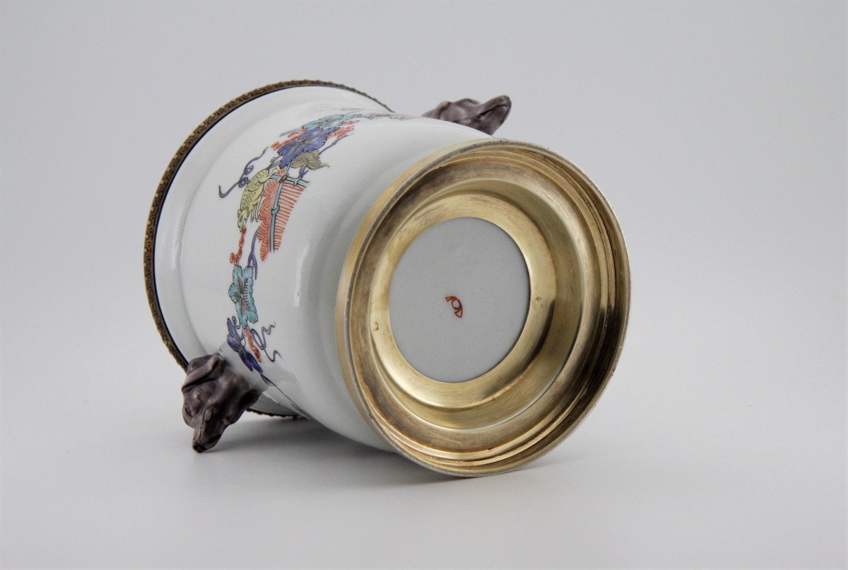 18th Century Chantilly Style Cooling Bucket, Samson Porcelain Mounted In Vermeil By Risler Et Carré, Late 19th Century-photo-4