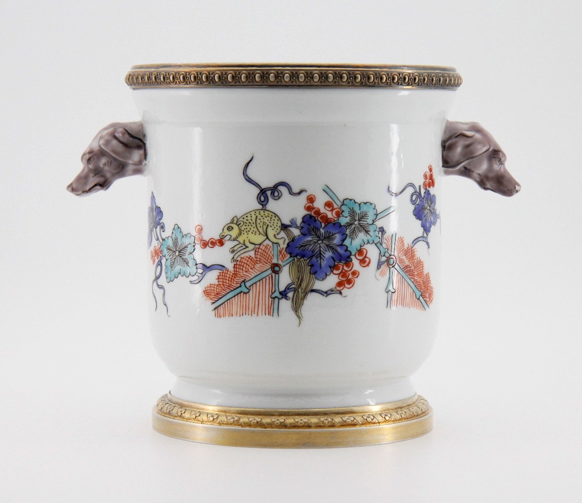 18th Century Chantilly Style Cooling Bucket, Samson Porcelain Mounted In Vermeil By Risler Et Carré, Late 19th Century