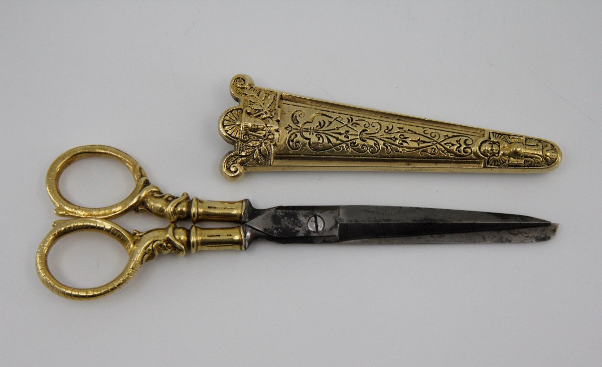 Scissors In Case, Louis XIV Style, Second Half Of The 19th Century-photo-4