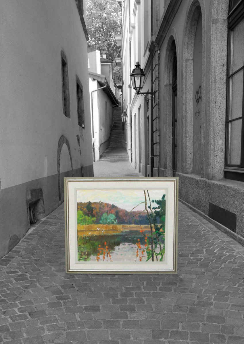 Leo DECK (1908-1997), Elfenau im Herbst, huile sur Isorel, ca 1960-photo-4