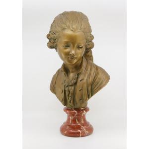 Terracotta Bust Of A Young Boy, 18th Century Style After Fernand Cian, Mid-20th Century