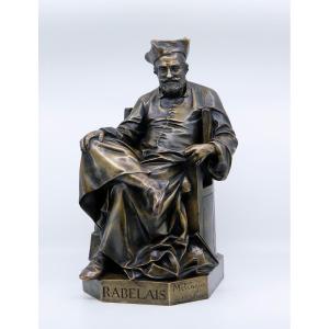 Rabelais Seated By Etienne Mélingue (1807-1875) - Large Bronze By Susse Frères, Paris 1845