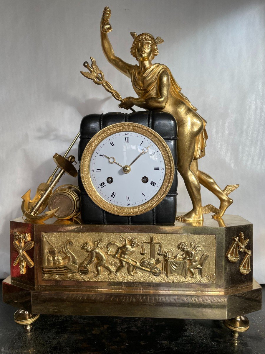HERMES RARE PENDULE MYTHOLOGIQUE EMPIRE, HT 39.-photo-2