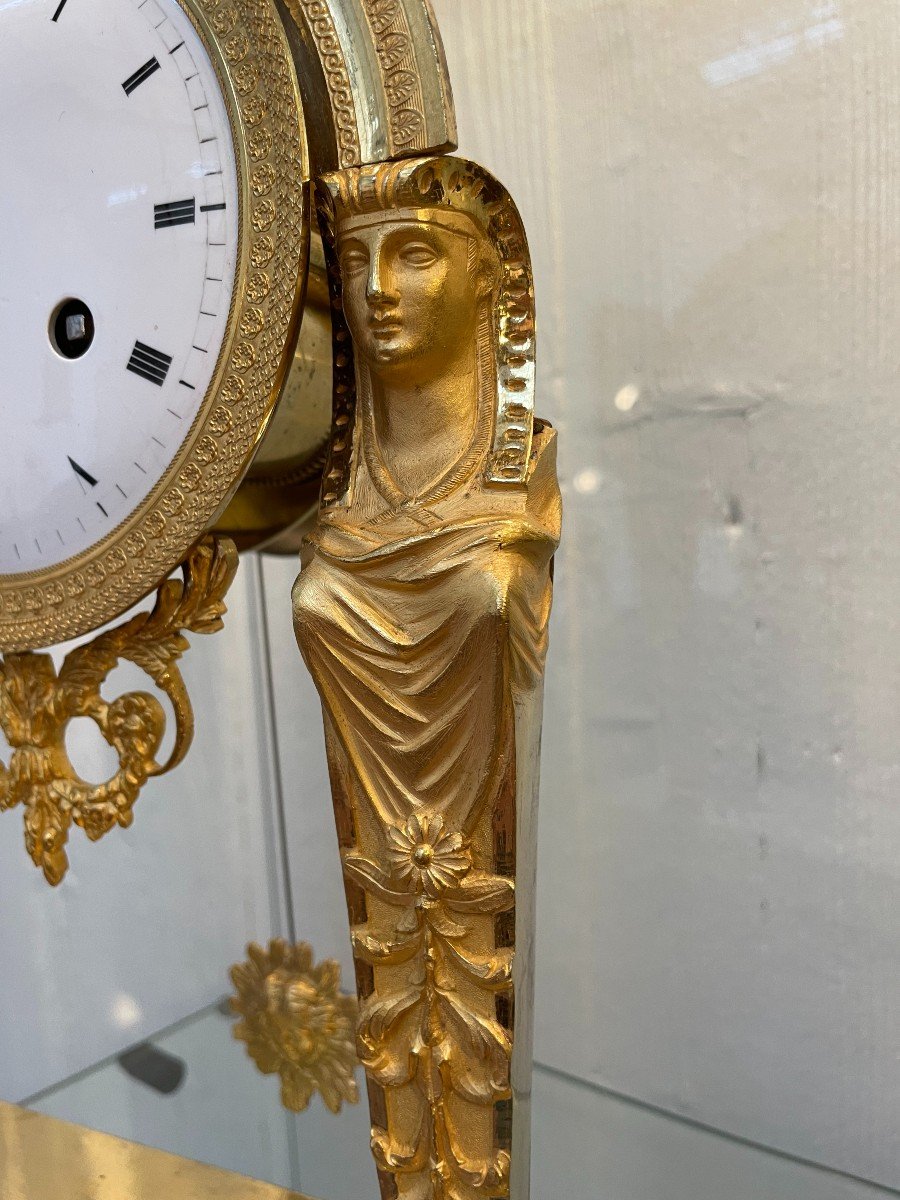 Empire Period Pendulum With The Caryatids, Ht 35.-photo-2