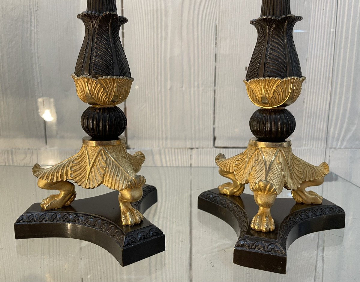 Pair Of Empire Candlesticks Height 28