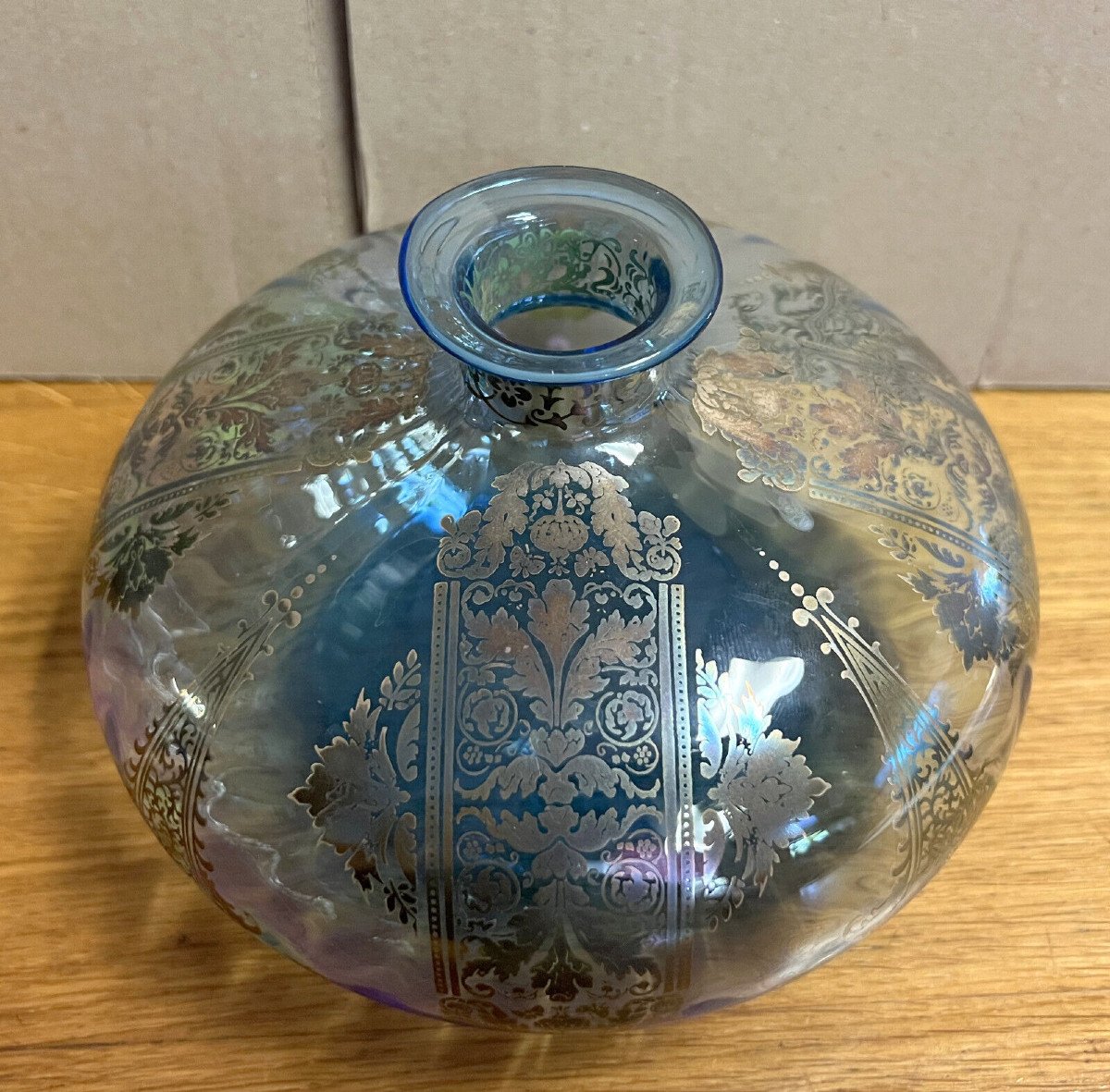 Pansu Crystal Vase With Mordore Decor Around 1900-photo-1