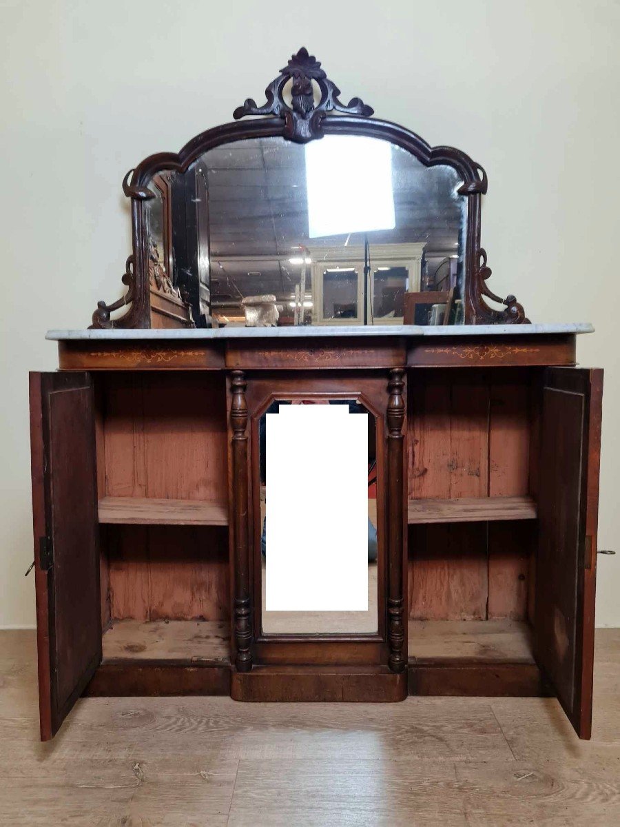 Napoleon III Period Projection Sideboard In Walnut And Marquetry-photo-6