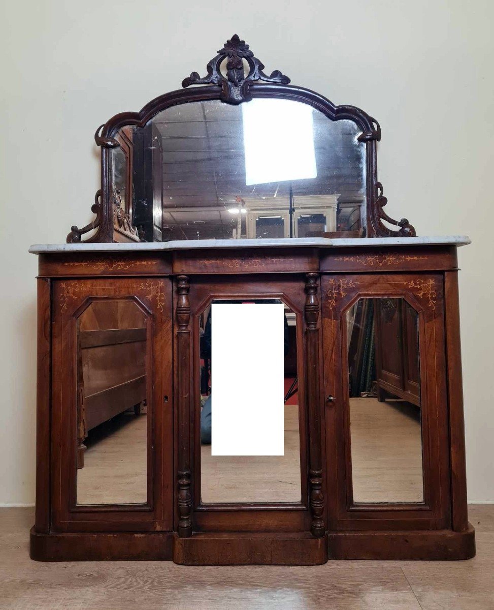 Napoleon III Period Projection Sideboard In Walnut And Marquetry