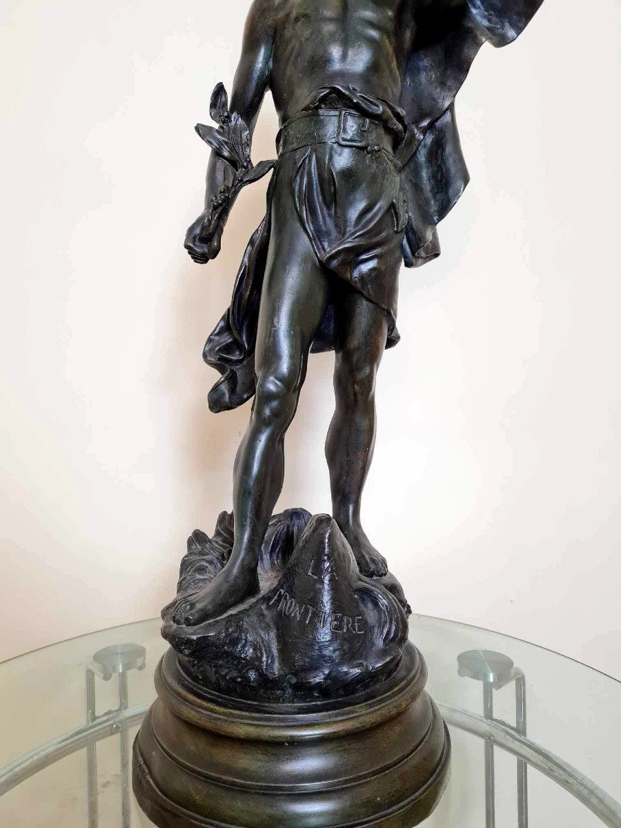 Rousseau La Patrie: Huge Sculpture In Patinated Antimony Signed In Hollow / High 112 Cm-photo-3