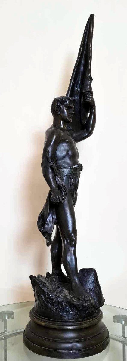 Rousseau La Patrie: Huge Sculpture In Patinated Antimony Signed In Hollow / High 112 Cm-photo-6