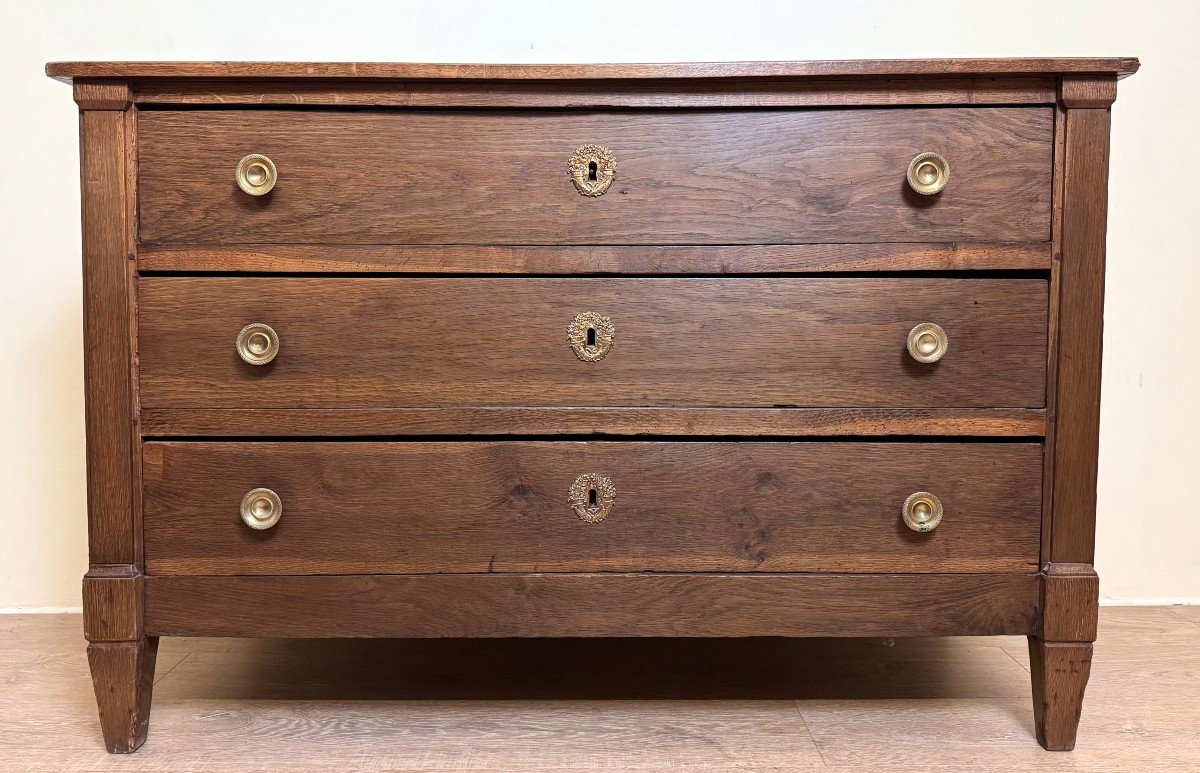 Commode D’époque Directoire En Chêne Massif Blond 