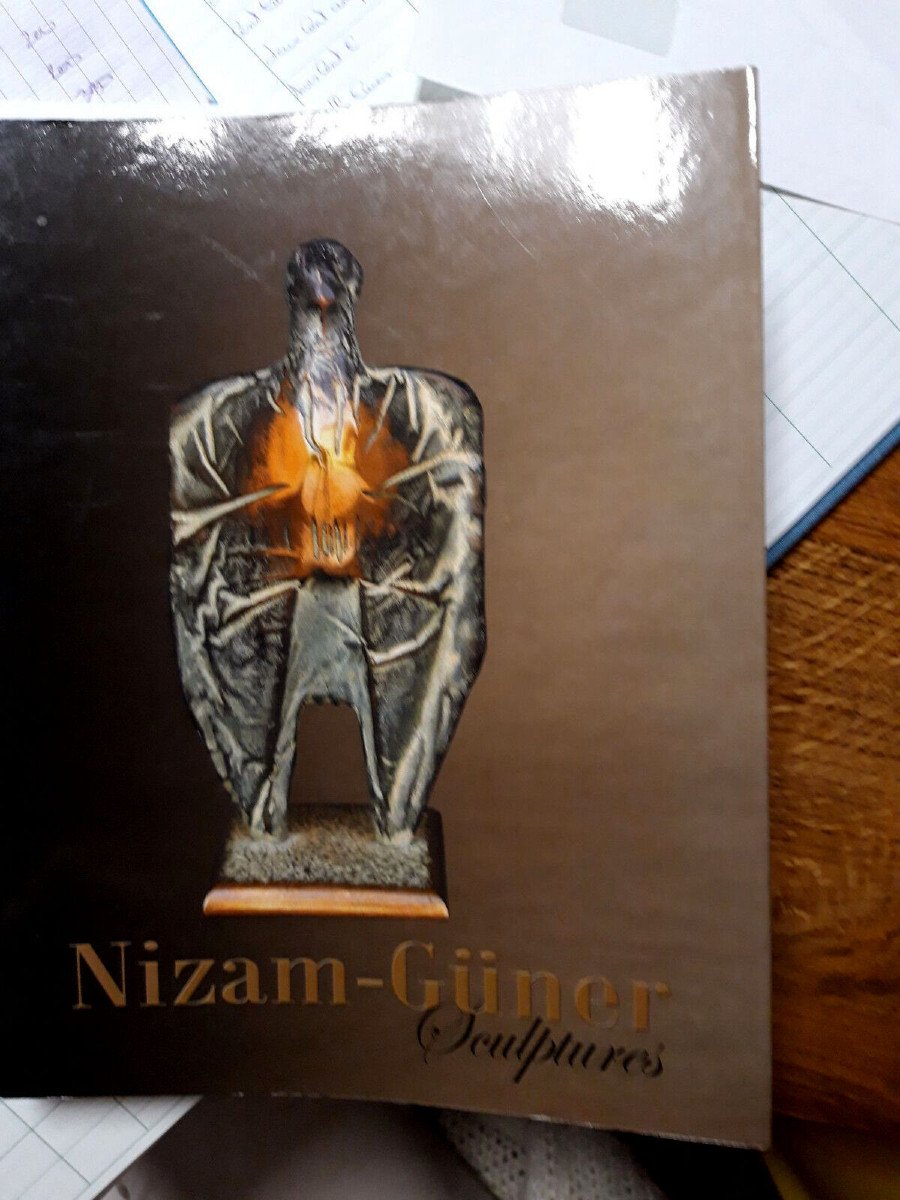 Nizam-güner: Rare Bronze With Patina Medal Entitled "the Flame" (tension Number 176) Signed-photo-6