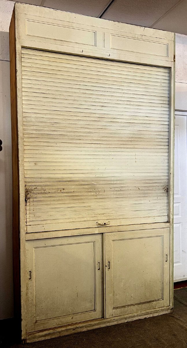 Meuble De Métier : Gigantesque Classeur d'Archives De Boiserie En Bois Laqué -photo-1