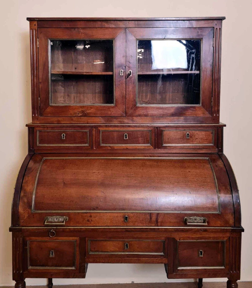 Magnificent Louis XVI Period Cylinder Desk In Solid Cuban Mahogany Circa 1760-photo-4