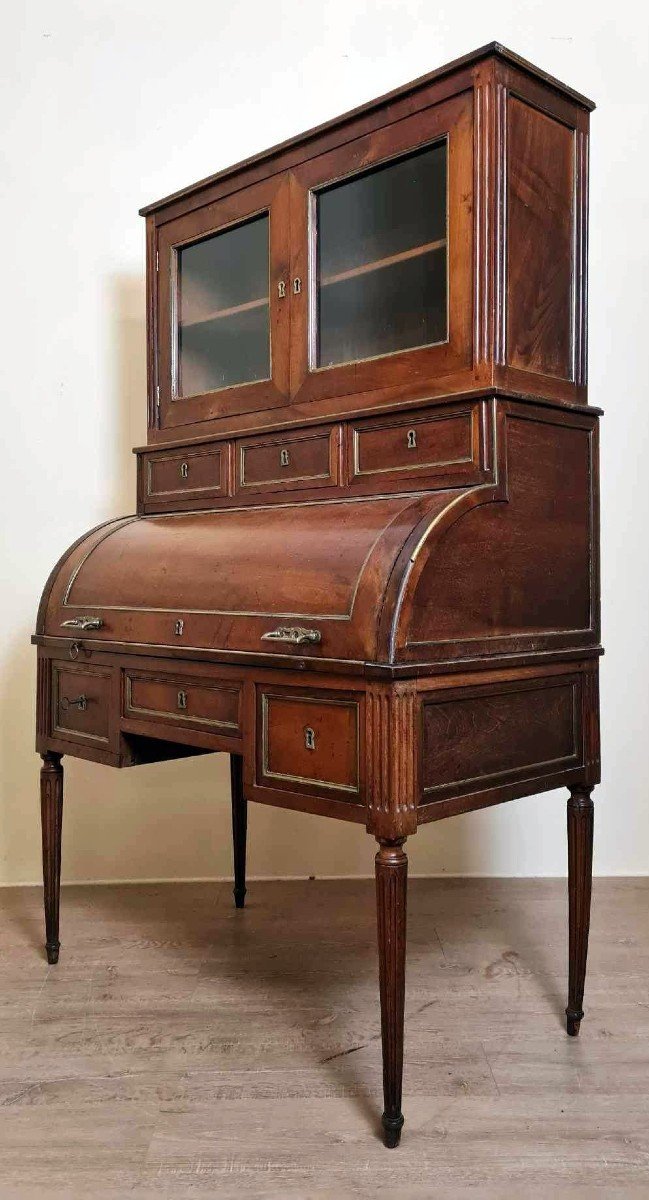 Magnificent Louis XVI Period Cylinder Desk In Solid Cuban Mahogany Circa 1760-photo-2