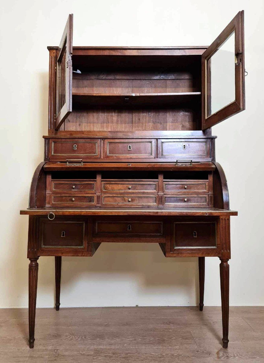 Magnificent Louis XVI Period Cylinder Desk In Solid Cuban Mahogany Circa 1760-photo-7