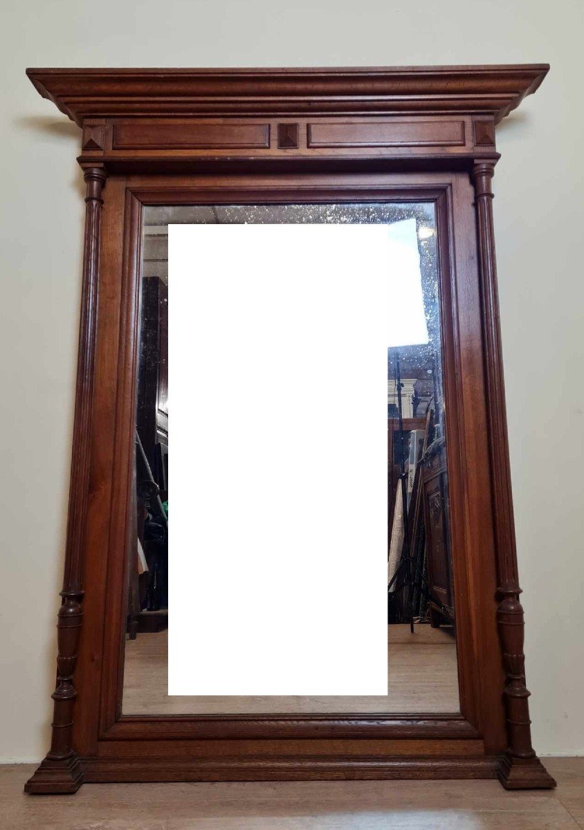 Large Renaissance Style Oak Mirror -photo-1