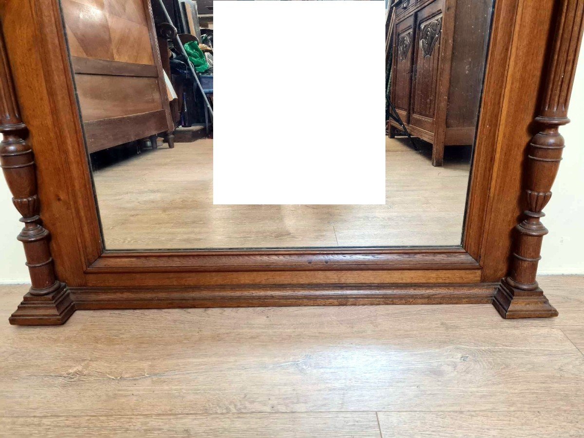 Large Renaissance Style Oak Mirror -photo-3