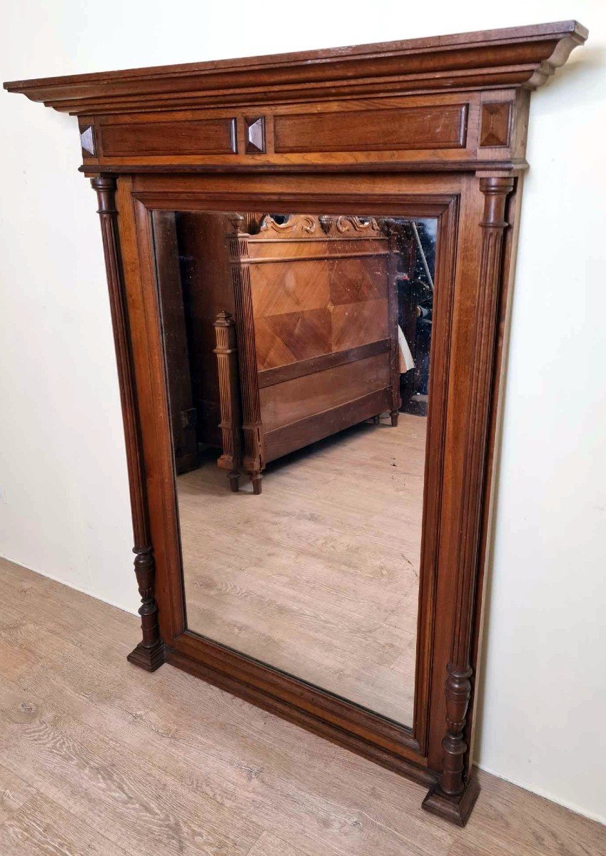 Large Renaissance Style Oak Mirror -photo-5