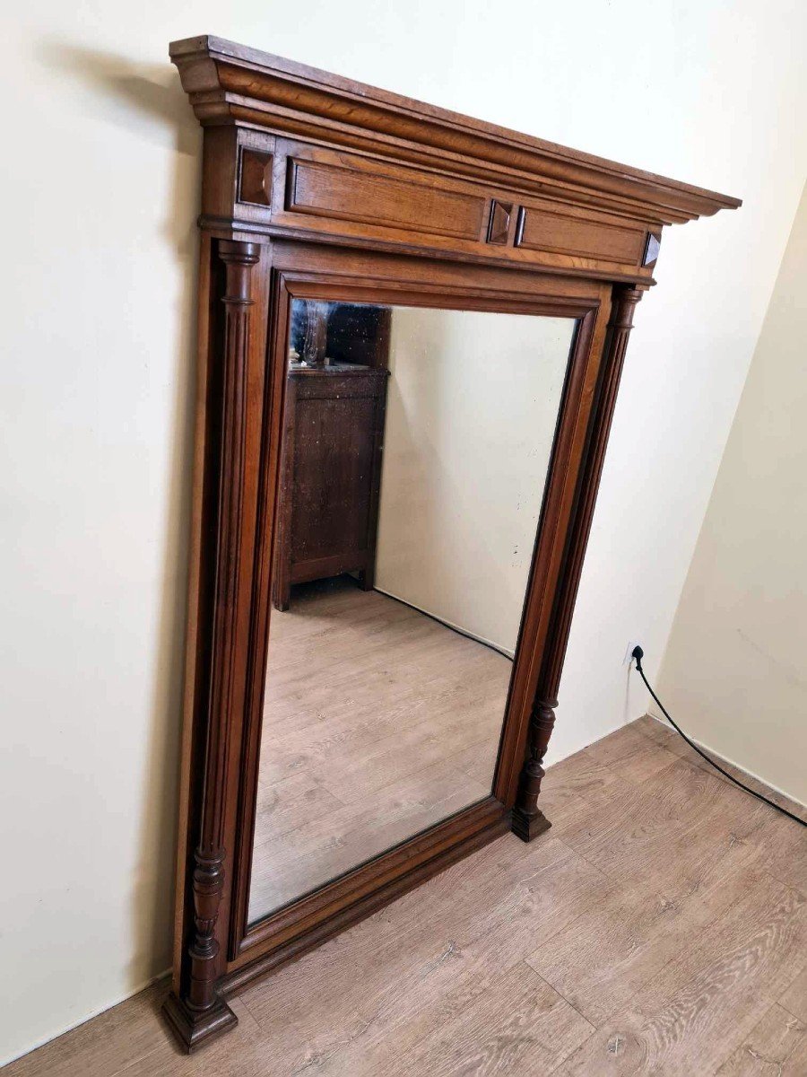 Large Renaissance Style Oak Mirror -photo-6