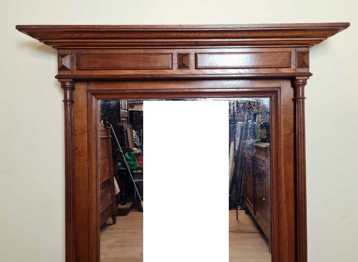 Large Renaissance Style Oak Mirror -photo-7