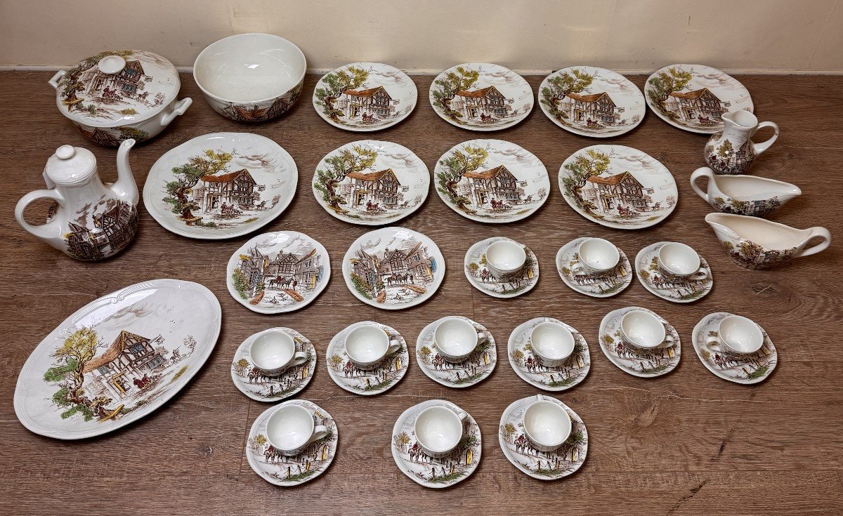 Important Table Service And Coffee Service In Gien Earthenware Model Ludlow -photo-1