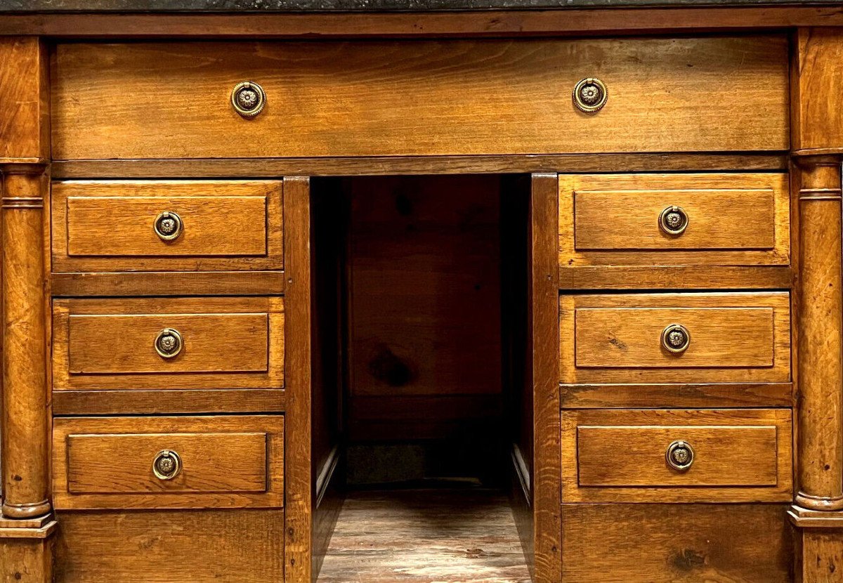 Empire Style Pedestal Counter Desk In Blond Mahogany -photo-1