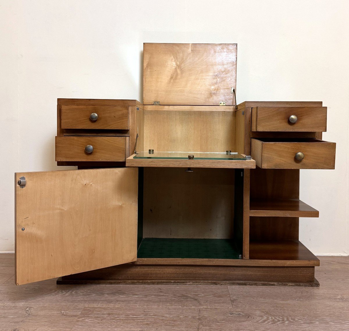 Art Deco Period Toilet Cabinet In Walnut-photo-3