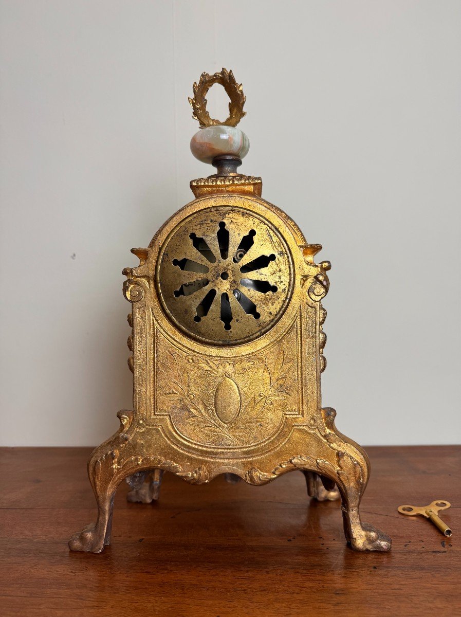 Napoleon III Clock In Gilt Bronze And Hand Decorated And Painted Porcelain Plates  -photo-7