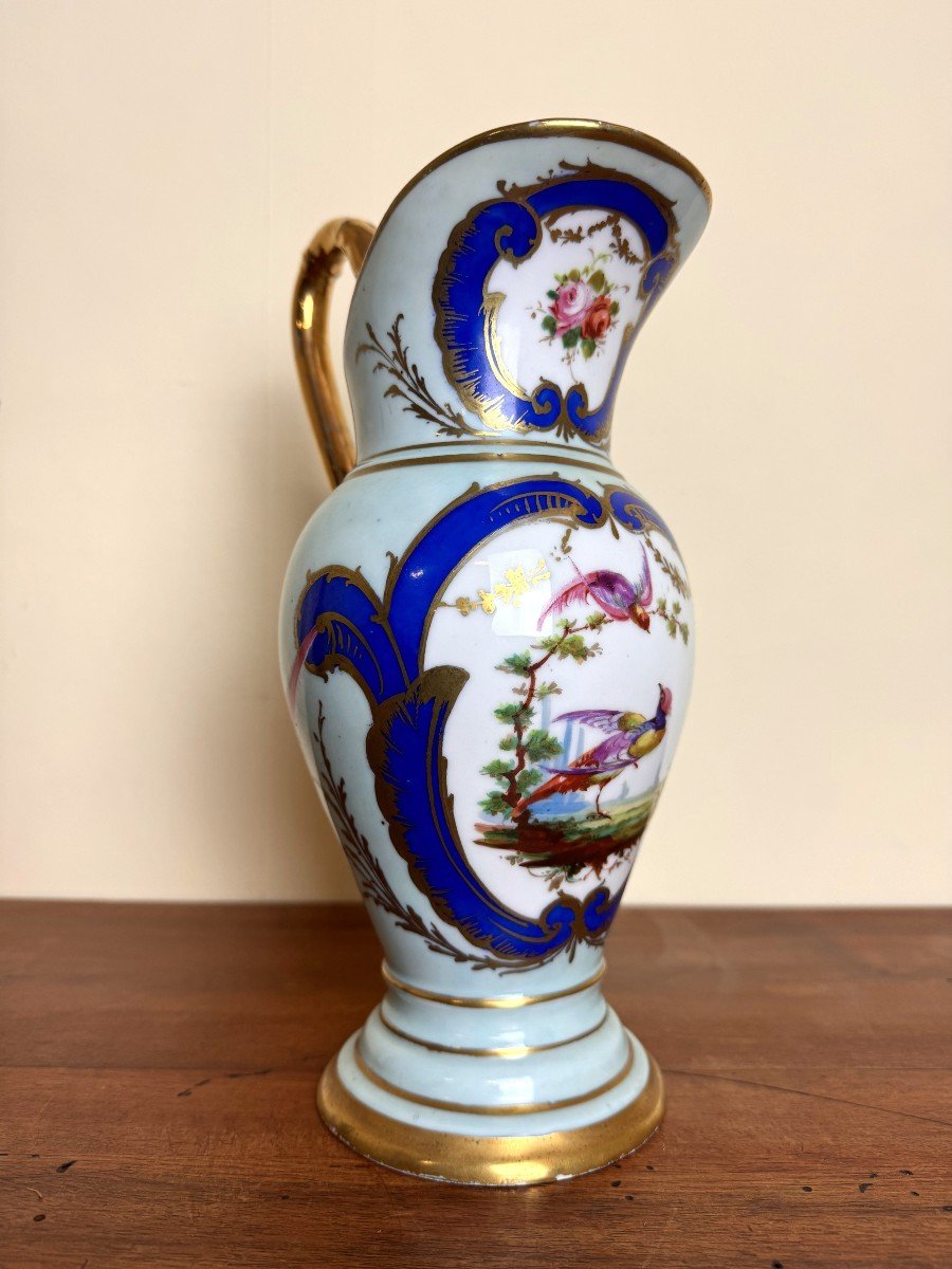 Saxony? Large Blue Jug Or Ewer Enhanced With Gilding Empire Period