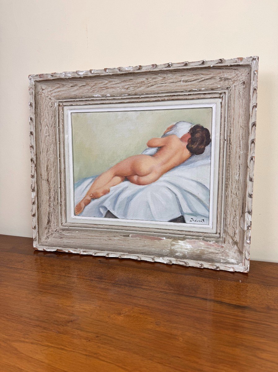 Oil On Canvas Art Deco Period Depicting A Nude From The Back-photo-1