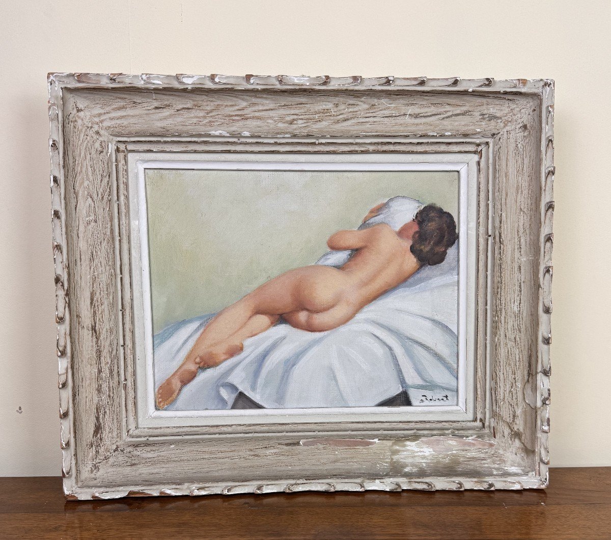 Oil On Canvas Art Deco Period Depicting A Nude From The Back