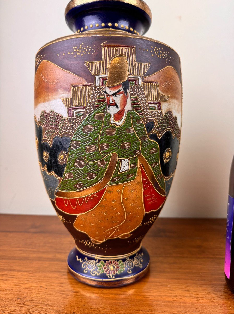 Pair Of Japanese Vases In Satsuma Porcelain-photo-3