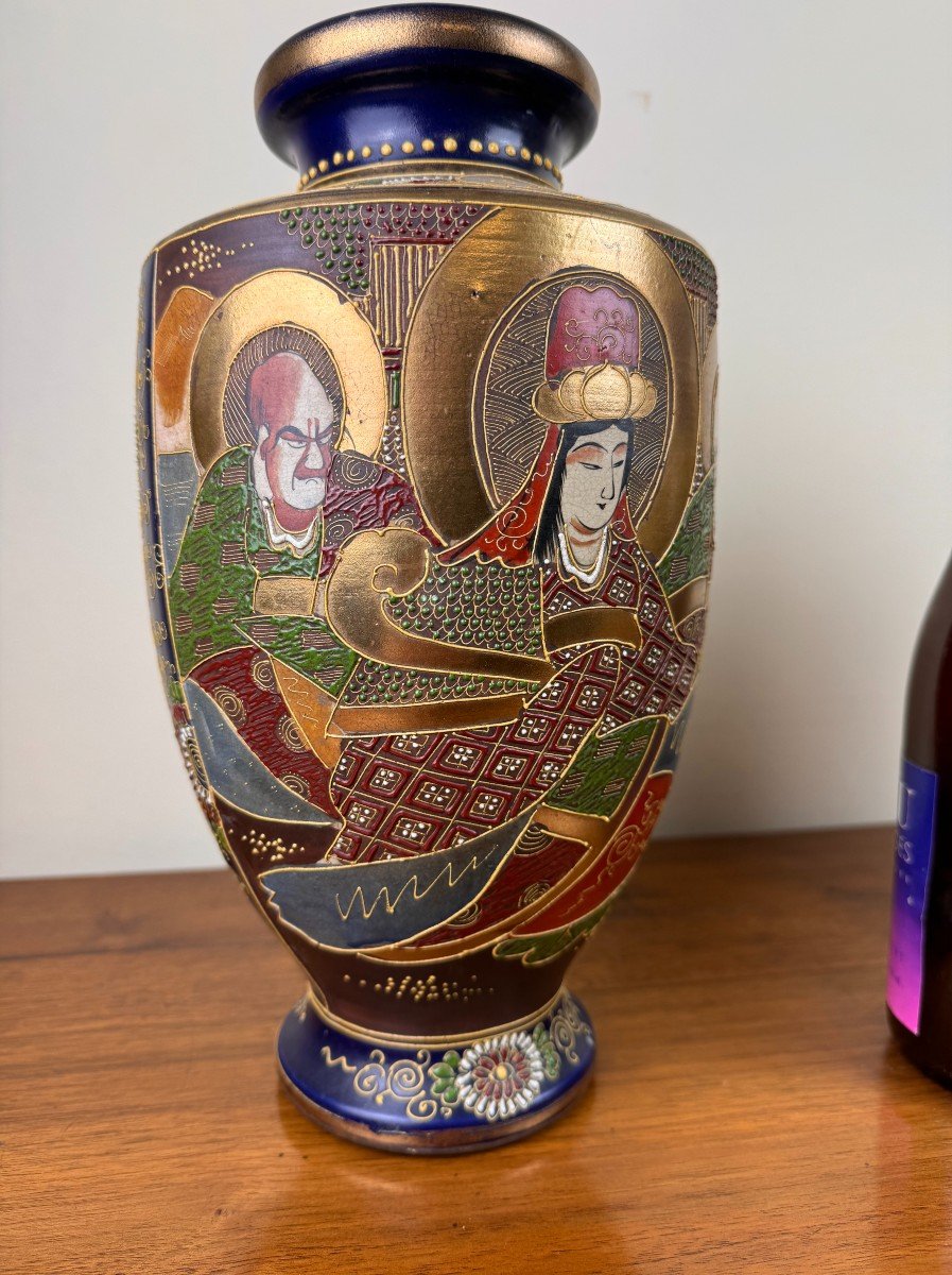 Pair Of Japanese Vases In Satsuma Porcelain-photo-5