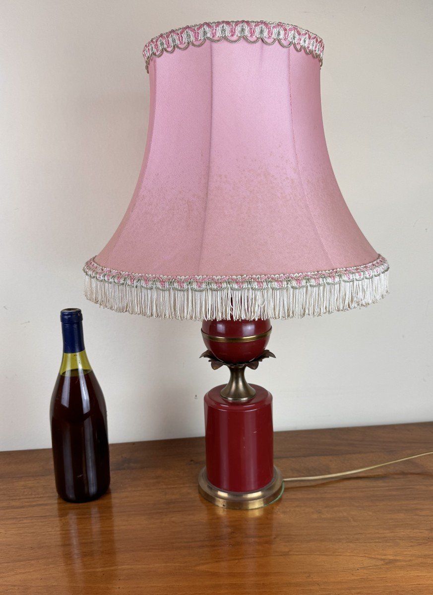 Lampe Ananas Style Art Déco Avec Une Sphère Rouge Bordeaux -photo-1