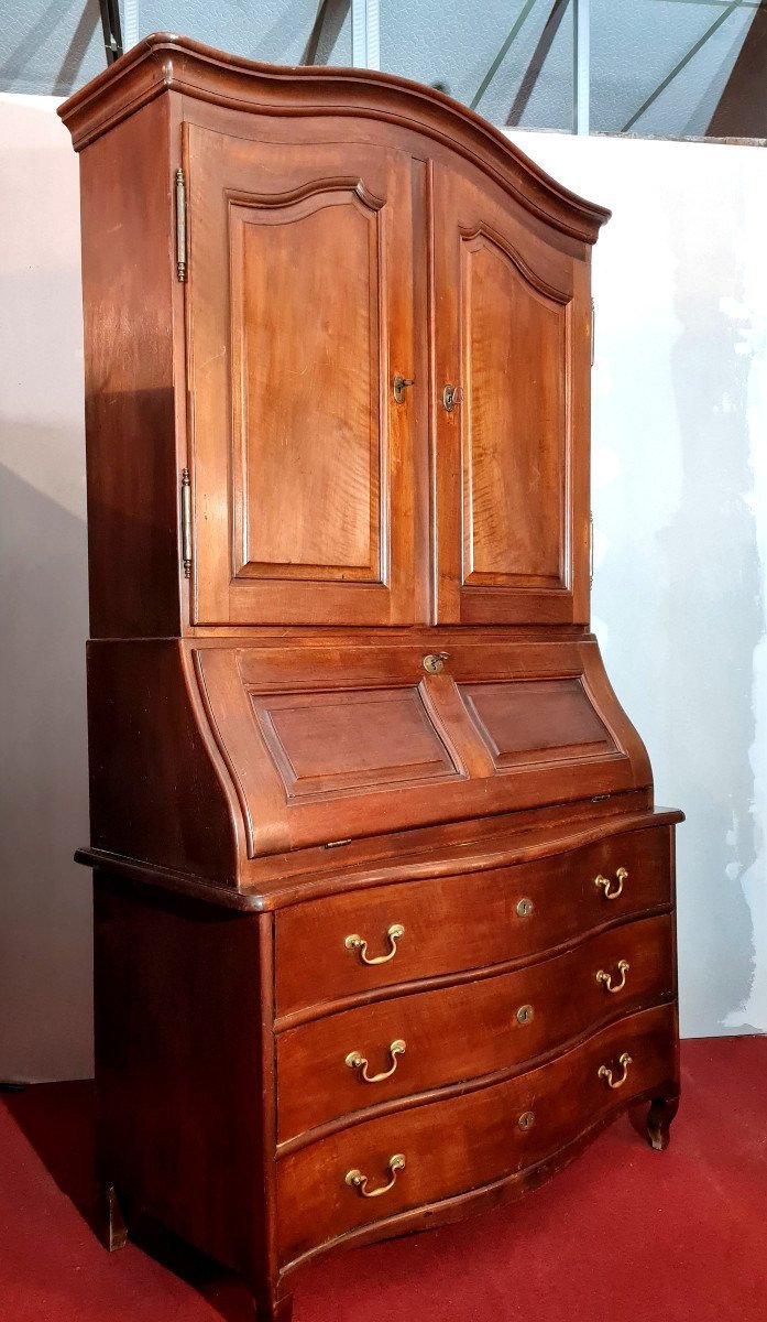 Cabinet Commode Scriban Galbée époque Louis XV En Noyer-photo-2