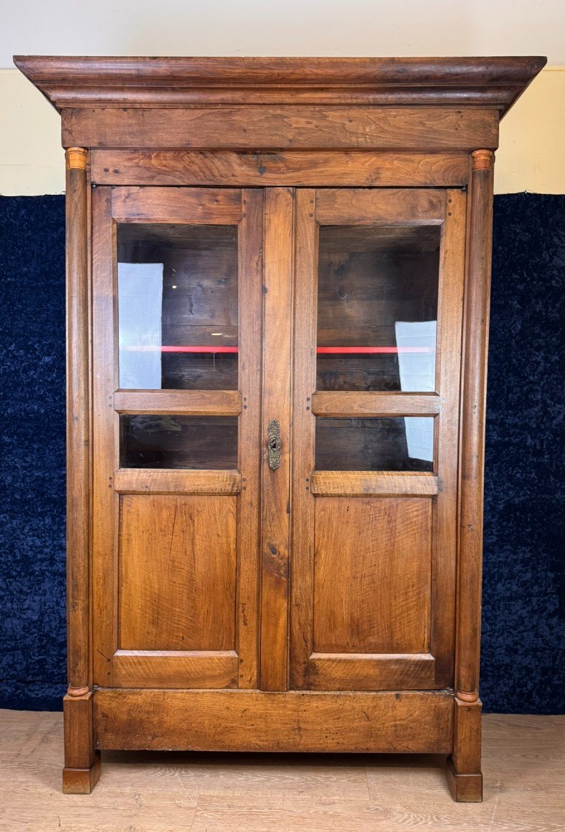 Empire Period Bookcase In Blond Walnut 