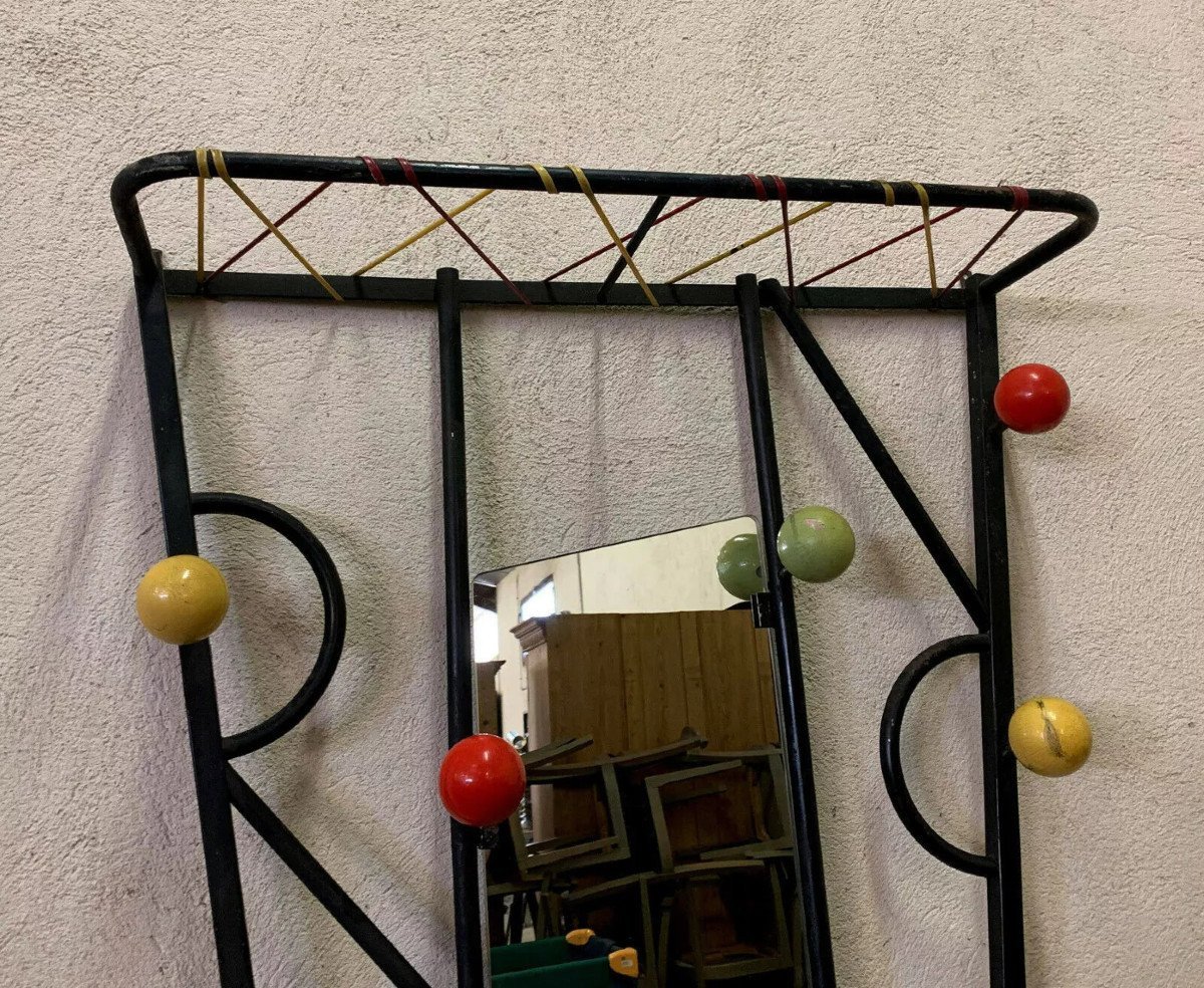 After Roger Feraud Pretty Vintage Coat Rack With 6 Hooks In Colored Balls-photo-3