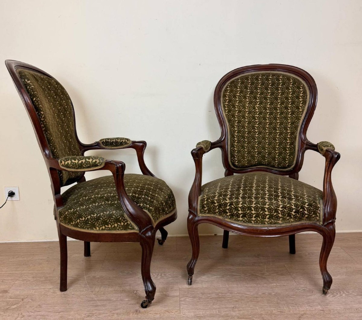 Pair Of Louis XV Style Armchairs In Mahogany 19th Century-photo-8