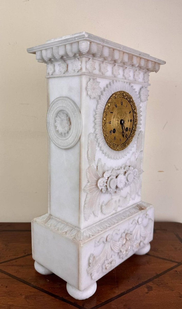 Borne Clock In Alabaster 19th Century-photo-6